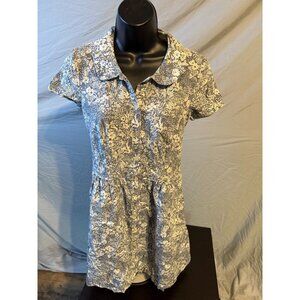 J Crew Womens Size 00 Dress Gray Floral Pattern Shirt Dress Knee Length